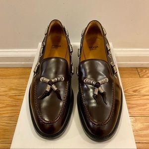 Toga Virilis Burgundy Leather Loafers